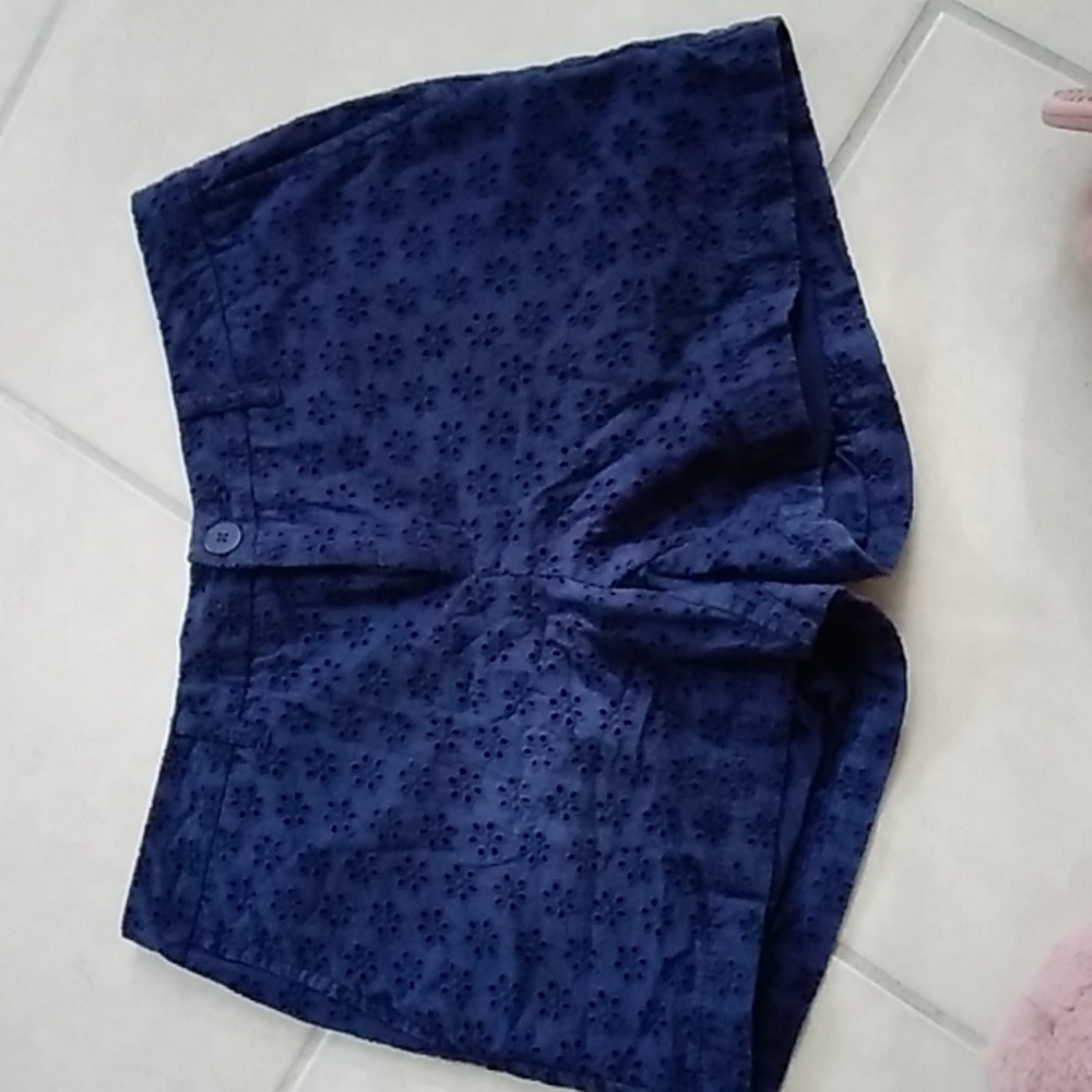 Navy Eyelet shorts